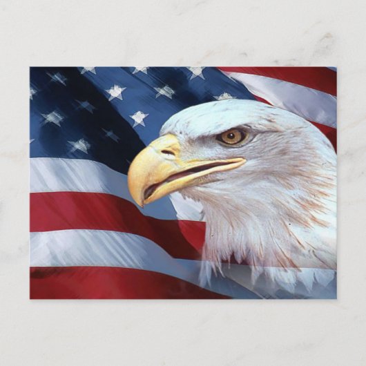 Amerikaanse vlag en Bald Eagle Briefkaart (Voorkant)