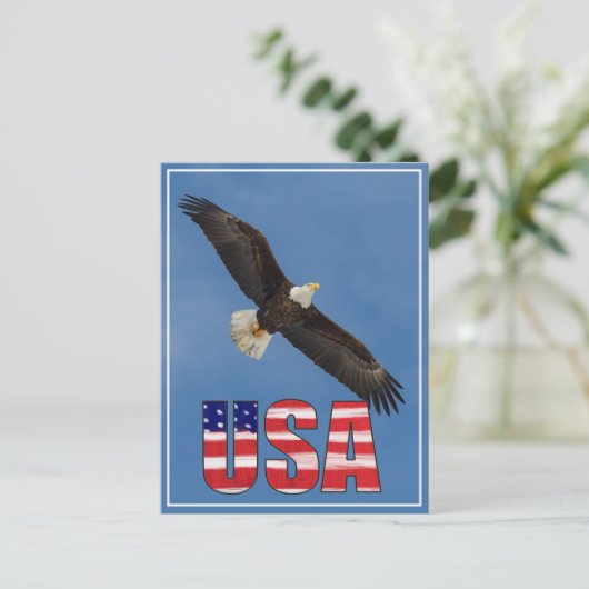 Amerikaanse vlag en Bald Eagle Briefkaart (Staand voorkant)