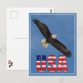 Amerikaanse vlag en Bald Eagle Briefkaart (Voorkant / Achterkant)