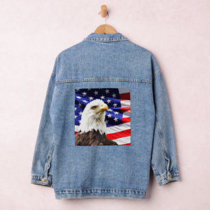 Amerikaanse vlag en Bald Eagle Denim Jacket