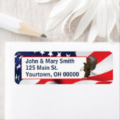 Amerikaanse vlag en Bald Eagle Etiket (Insitu)