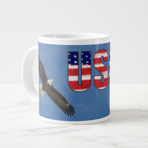Amerikaanse vlag en Bald Eagle Grote Koffiekop