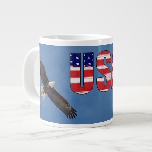 Amerikaanse vlag en Bald Eagle Grote Koffiekop (Links)
