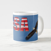 Amerikaanse vlag en Bald Eagle Grote Koffiekop (Voorkant rechts)