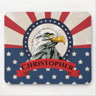 Amerikaanse vlag en Bald Eagle Muismat