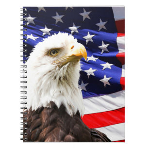 Amerikaanse vlag en Bald Eagle Notitieboek