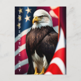 Amerikaanse vlag en Bald Eagle Onafhankelijkheidsd Briefkaart