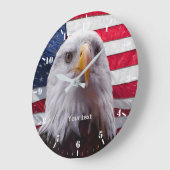 Amerikaanse vlag en Bald Eagle Patriotic Grote Klok (Hoek)