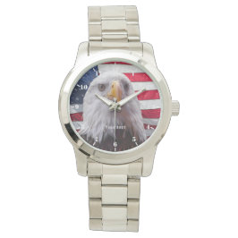 Amerikaanse vlag en Bald Eagle Patriotic Horloge