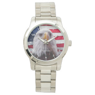 Amerikaanse vlag en Bald Eagle Patriotic Horloge
