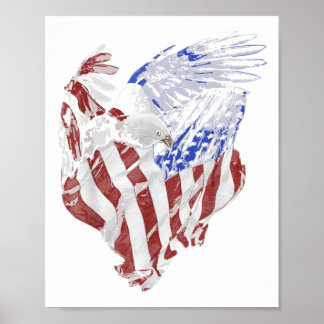 Amerikaanse vlag en Bald Eagle Patriotic Poster