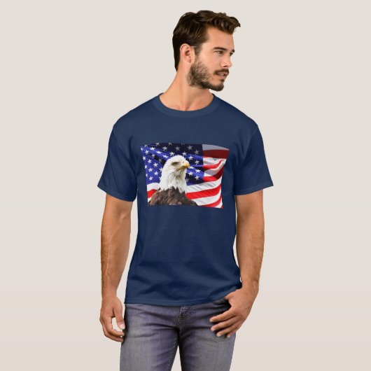 Amerikaanse vlag en Bald Eagle T-shirt (Voorkant volledig)