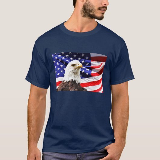 Amerikaanse vlag en Bald Eagle T-shirt (Voorkant)