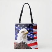 Amerikaanse vlag en Bald Eagle Tote Bag (Voorkant)