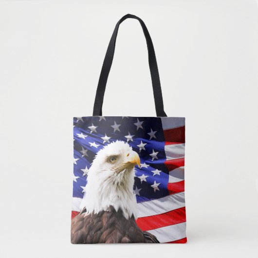 Amerikaanse vlag en Bald Eagle Tote Bag (Voorkant)