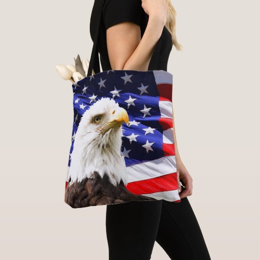 Amerikaanse vlag en Bald Eagle Tote Bag (Dichtbij)