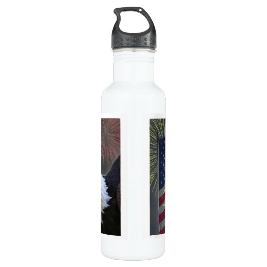 Amerikaanse vlag en Bald Eagle Waterfles (Achterkant)