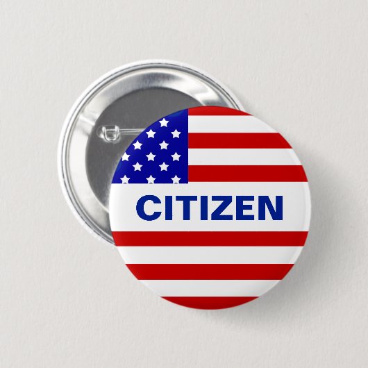 Amerikaanse vlag en bewerkbare burgertekst ronde button 5,7 cm (Voorkant /achterkant)