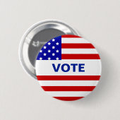 Amerikaanse vlag en bewerkbare stemtekst ronde button 5,7 cm (Voorkant /achterkant)