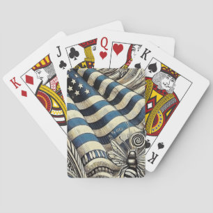 Amerikaanse vlag en bijen pokerkaarten