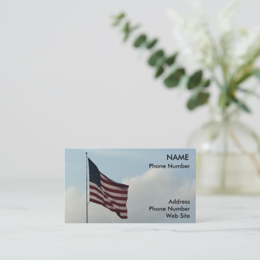 Amerikaanse vlag en blauwe hemel visitekaartje (Staand voorkant)