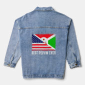 Amerikaanse vlag en Boeroendi vlag beste Pepaw ooi Denim Jacket (Achterkant)