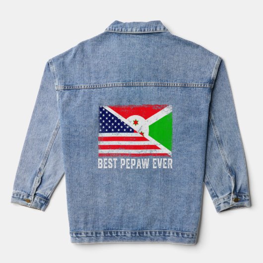 Amerikaanse vlag en Boeroendi vlag beste Pepaw ooi Denim Jacket (Achterkant)
