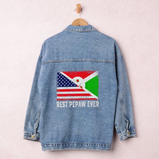 Amerikaanse vlag en Boeroendi vlag beste Pepaw ooi Denim Jacket (Hangar)