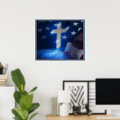 Amerikaanse vlag en Christelijk kruis, fascistisch Poster (Thuiskantoor)