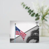 Amerikaanse vlag en Crucifix Briefkaart (Staand voorkant)