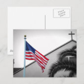Amerikaanse vlag en Crucifix Briefkaart (Voorkant / Achterkant)
