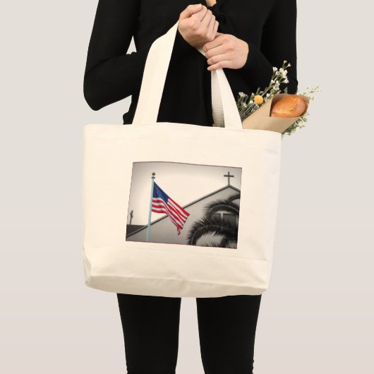 Amerikaanse vlag en Crucifix Impulse Canvas tas (Voorkant (product))