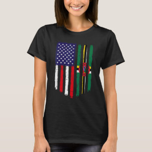 Amerikaanse vlag en Dominica-vlagpatriottisch T-shirt