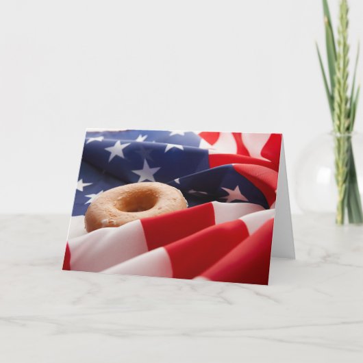 Amerikaanse vlag en Donut Wenskaart Kaart (Voorkant)