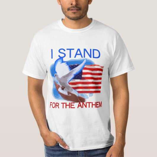 Amerikaanse vlag en duif Ik sta voor het volkslied T-shirt (Voorkant)