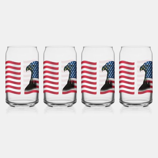 Amerikaanse vlag en Eagle Blikvorm Glas (Links)