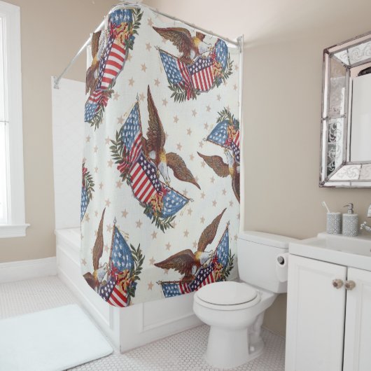 Amerikaanse vlag en Eagle Douchegordijn (In situ)