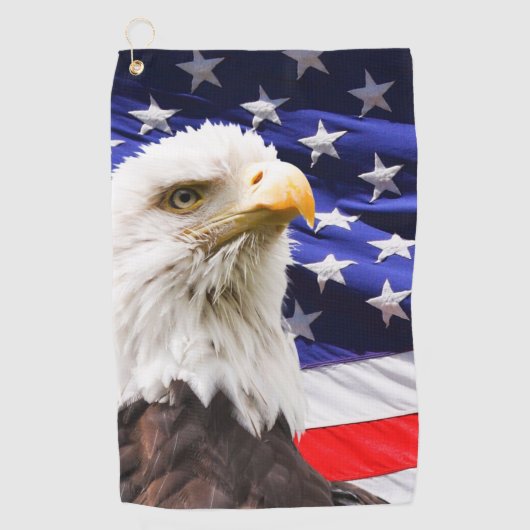 Amerikaanse vlag en Eagle Golfhanddoek (Voorkant)