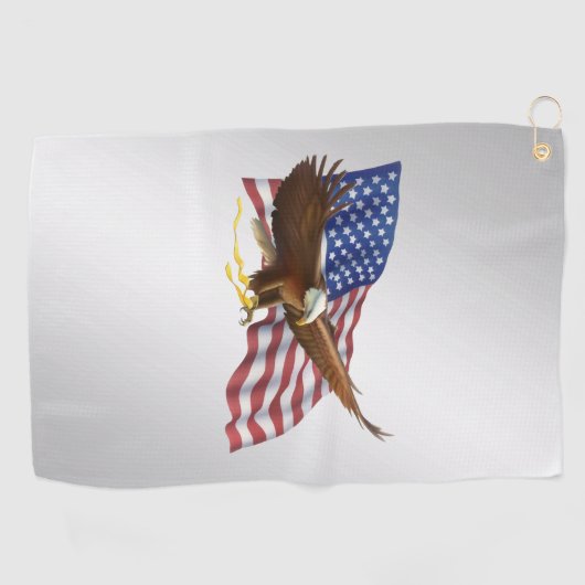 Amerikaanse vlag en Eagle Golfhanddoek (Horizontaal)