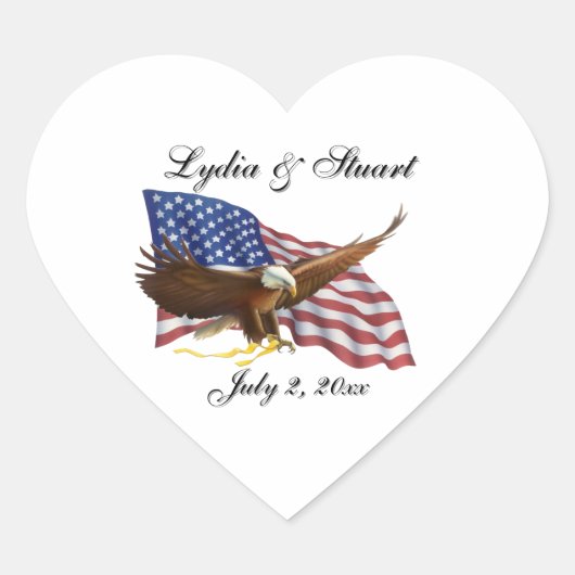 Amerikaanse vlag en Eagle Hart Sticker (Voorkant)