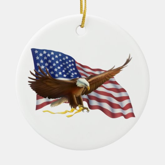 Amerikaanse vlag en Eagle Keramisch Ornament (Voorkant)