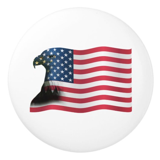 Amerikaanse vlag en Eagle Keramische Knop (Voorkant)