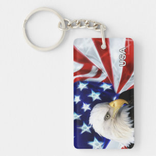 Amerikaanse vlag en Eagle Patriotic Sleutelhanger