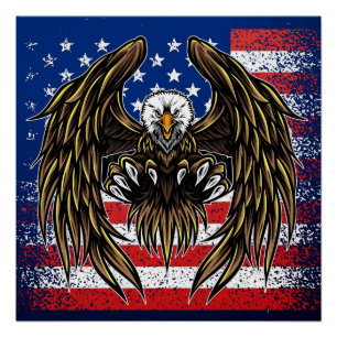 Amerikaanse vlag en Eagle Perfect Poster
