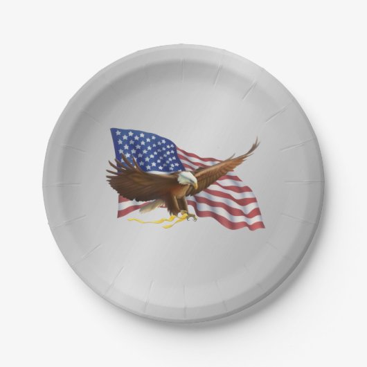 Amerikaanse vlag en Eagle Silver Papieren Bordje (Voorkant)