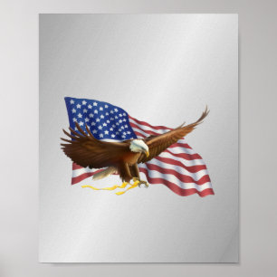 Amerikaanse vlag en Eagle Silver Poster