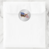 Amerikaanse vlag en Eagle Silver Ronde Sticker (Tas)