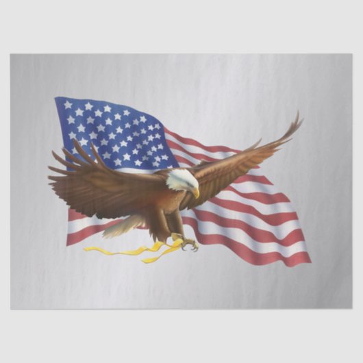 Amerikaanse vlag en Eagle Silver Tissuepapier (Voorkant)