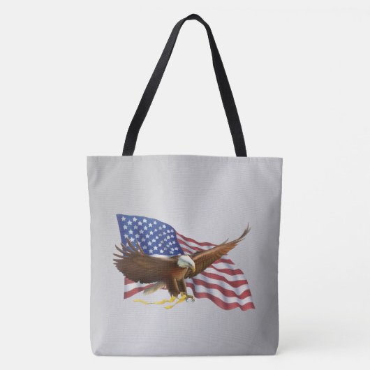 Amerikaanse vlag en Eagle Silver Tote Bag (Voorkant)