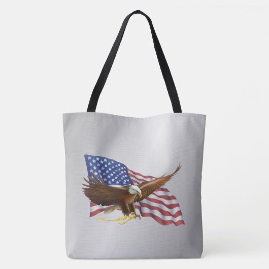 Amerikaanse vlag en Eagle Silver Tote Bag (Achterkant)